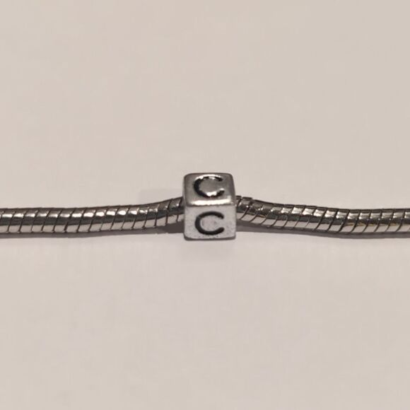 Silver C Spacer Charm for Pandora Style Bracelet - Picture 4 of 5